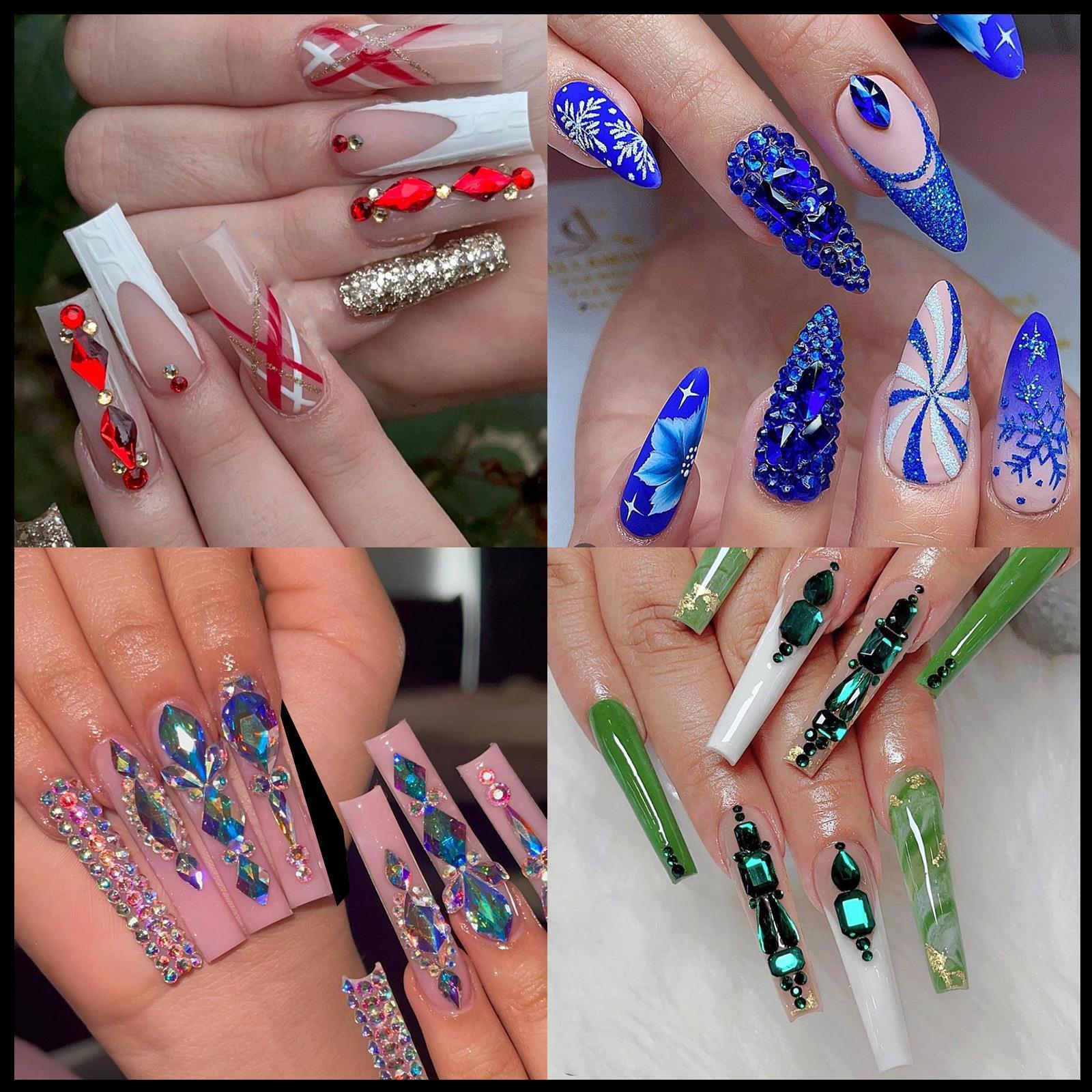 Professional Nail Art Rhinestones - 24 Grid Kit with AB & Colored Diamonds