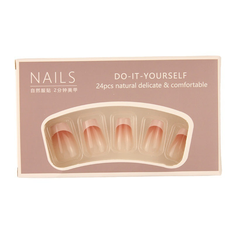 Blush Gradient French Nails - Starry Sky Short Tips