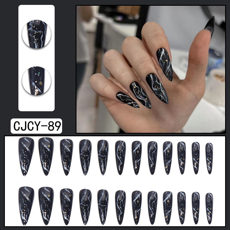 Long Pointed Gradient Nails - Blooming Electroplated Tips