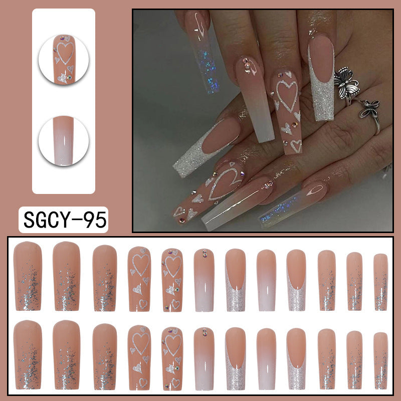 Long Pointed Gradient Nails - Blooming Electroplated Tips