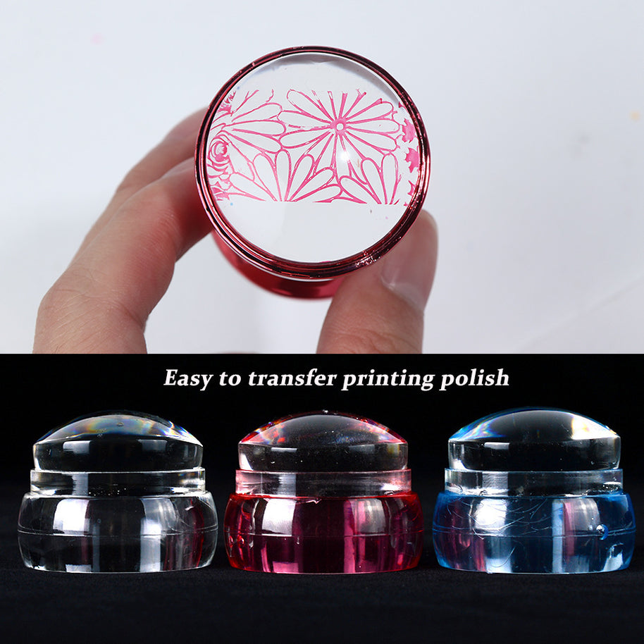 3-Color Nail Art Stamp – Large Round Seal for Precise Design Transfer
