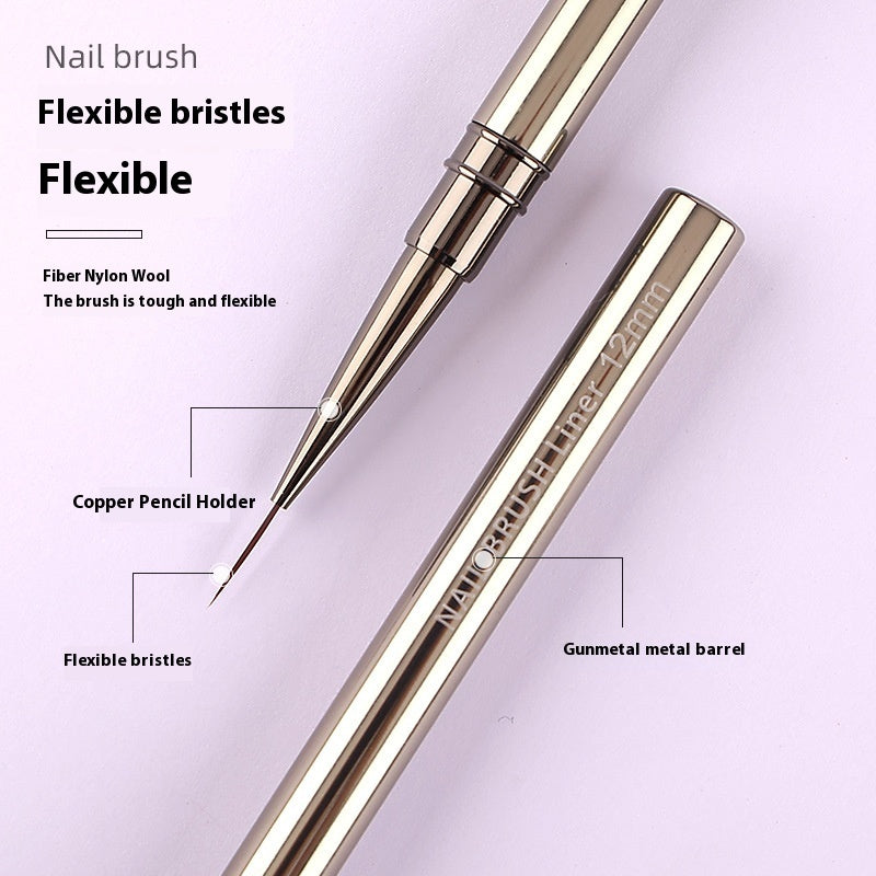 Professional Nail Art Line Pens – 5-Piece Gun Metal Set for Detailed Designs