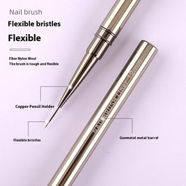 Professional Nail Art Line Pens – 5-Piece Gun Metal Set for Detailed Designs
