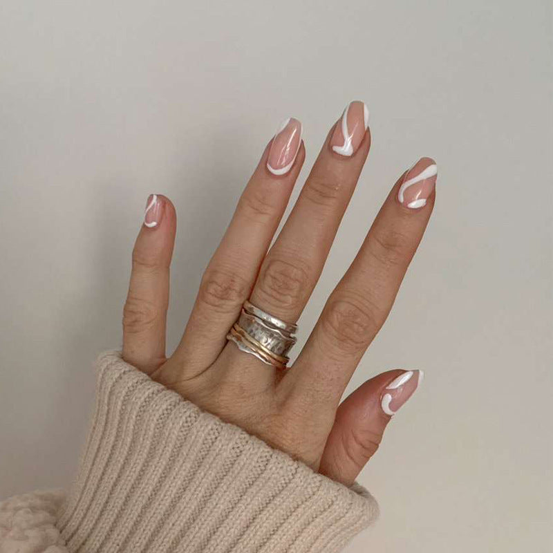 Almond Shape Press On Nails - 24pc Matte Frosted Nail Tips