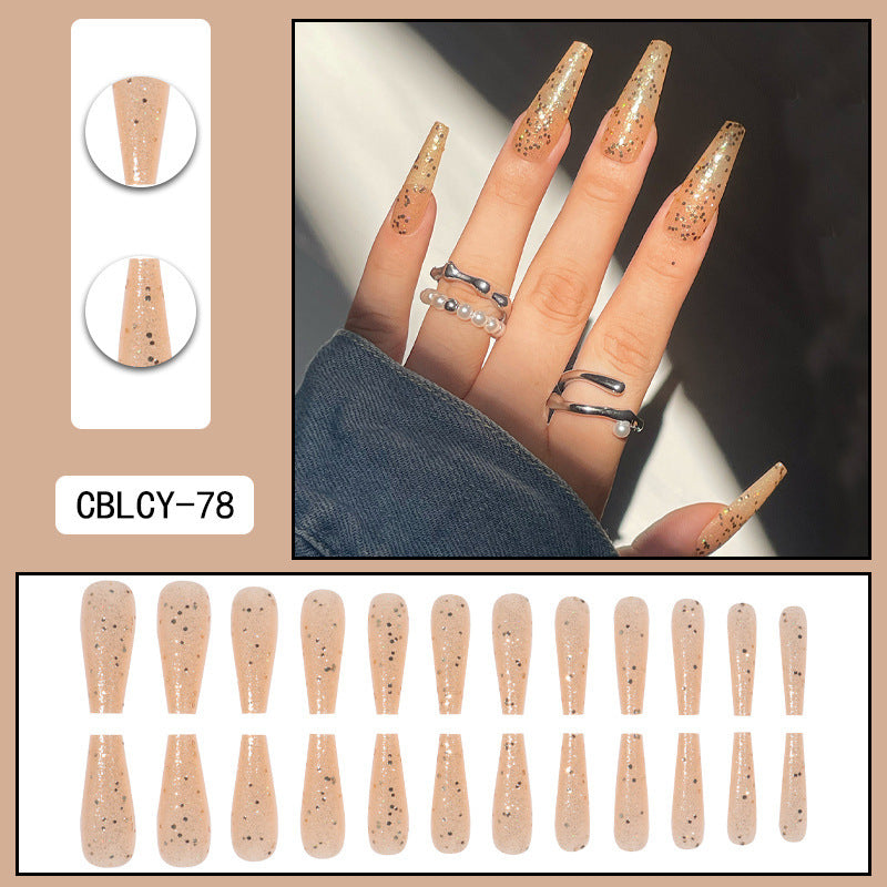 Long Pointed Gradient Nails - Blooming Electroplated Tips