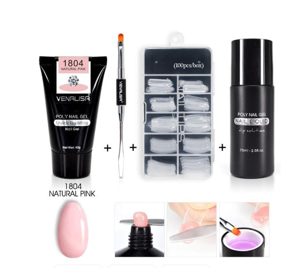Professional Nail Gel Polish Kit - 100 Tips + Builder Gel Included