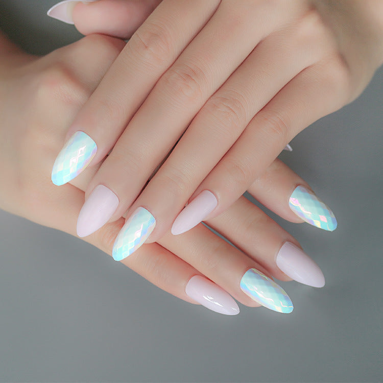 Oval False Nails - 24pcs Solid Color Wearable Nail Set