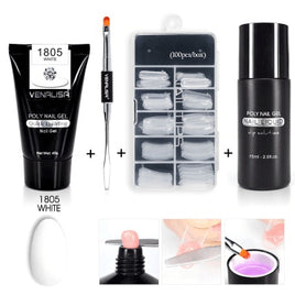 Professional Nail Gel Polish Kit - 100 Tips + Builder Gel Included