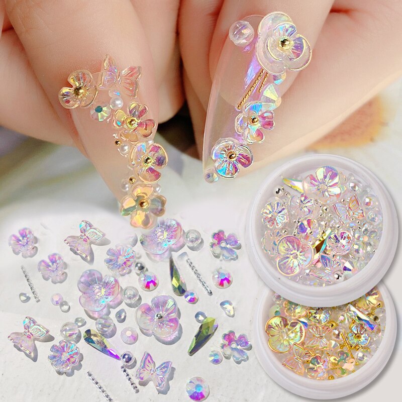 3D Flower Butterfly Nail Decor - 15g Ice-Through Nail Art Sequins
