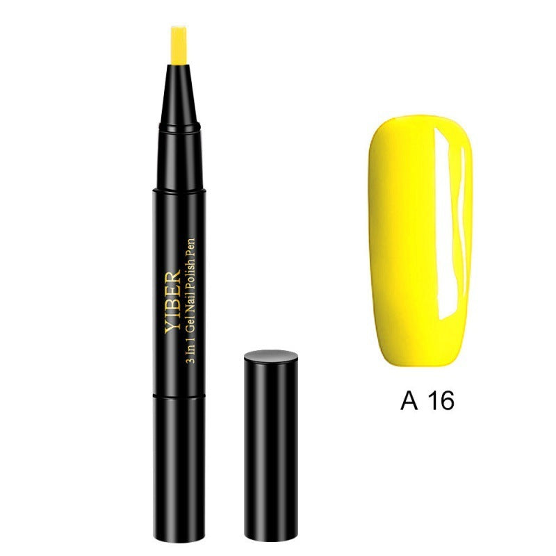 Multicolor Nail Art Pens - 5pc 3-in-1 Polish & Glue Set