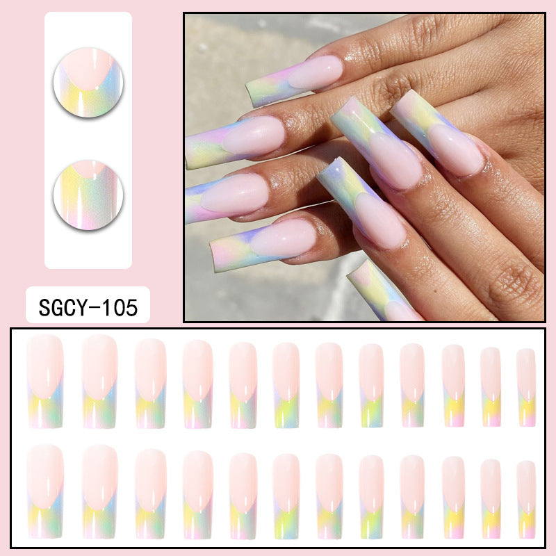 Long Pointed Gradient Nails - Blooming Electroplated Tips