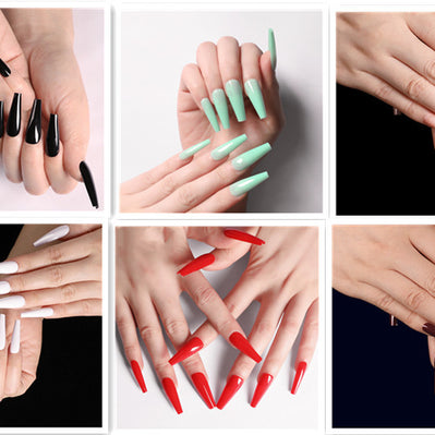 Multi-Color Long Coffin Press On Nails - Ballet False Nails