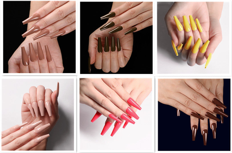 Multi-Color Long Coffin Press On Nails - Ballet False Nails