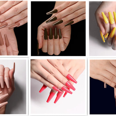 Multi-Color Long Coffin Press On Nails - Ballet False Nails
