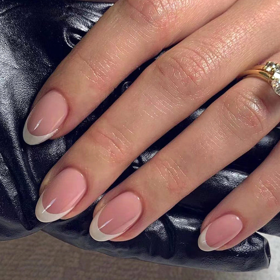 Classic French White Nail Tips - Short Pointed Press-On Set