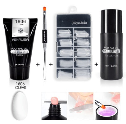Professional Nail Gel Polish Kit - 100 Tips + Builder Gel Included