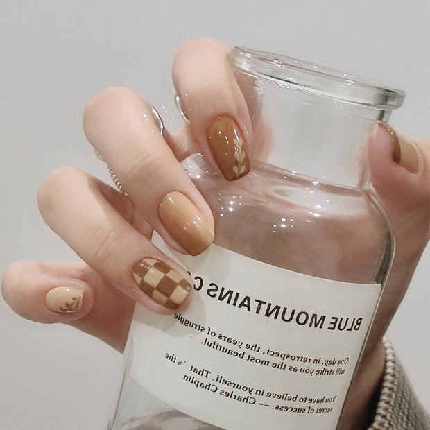 Latte-Inspired Nail Patches - Glue & Tools Included