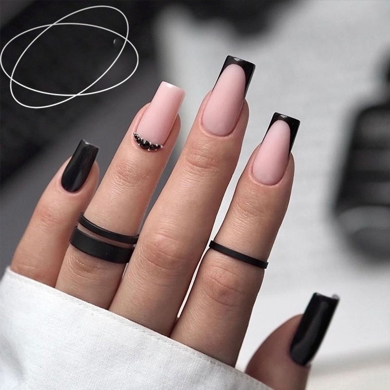 Starry Sky Short Square Nail Tips - European Square Press On Nails