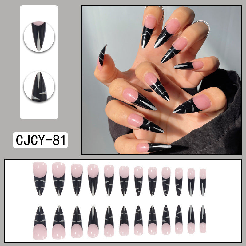Long Pointed Gradient Nails - Blooming Electroplated Tips
