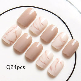 Light Khaki Smudge Nails - 24PC Press-On Manicure Set