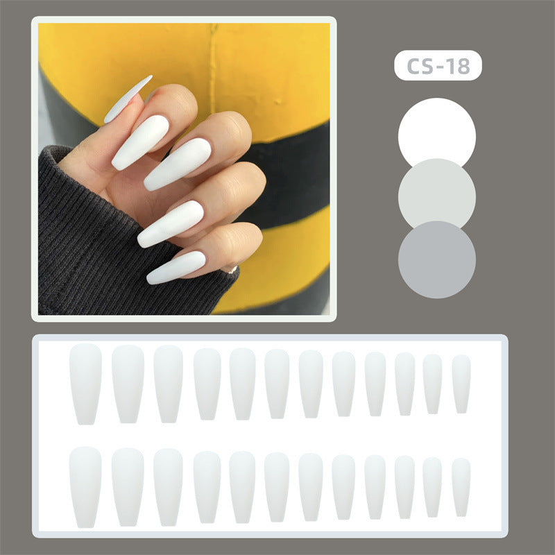 White Long T Nail Tips - Professional T-Grinding Design