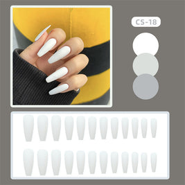 White Long T Nail Tips - Professional T-Grinding Design