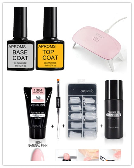 Professional Nail Gel Polish Kit - 100 Tips + Builder Gel Included