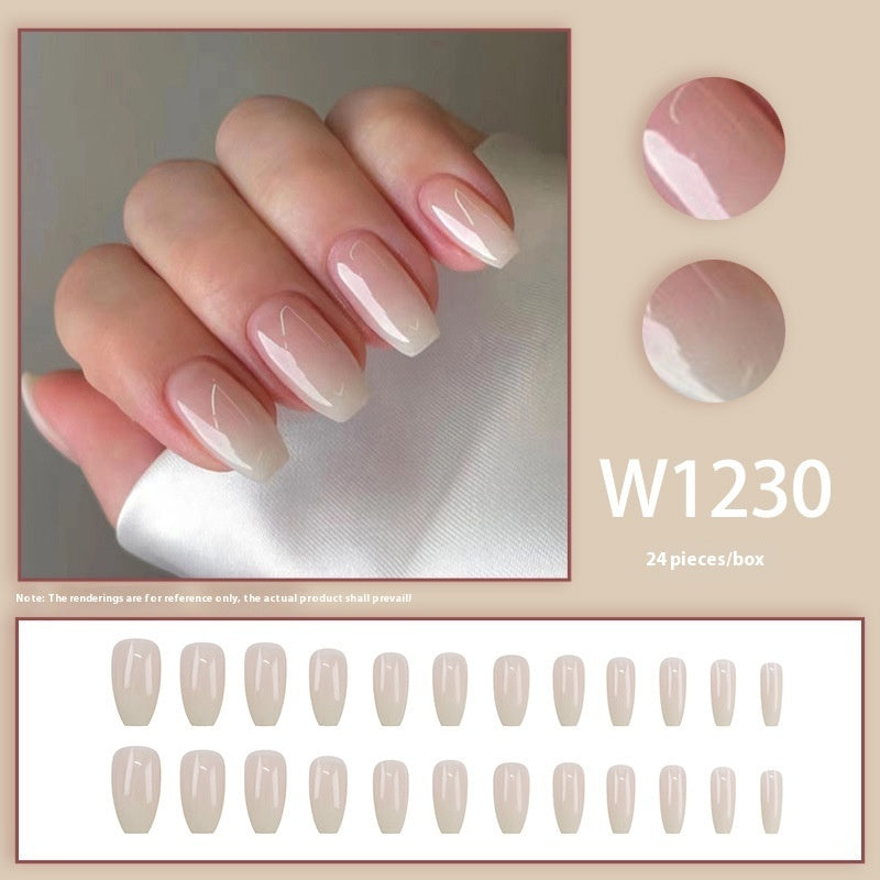 Pink & White Nail Sequins - Mid-Length Press-On Set