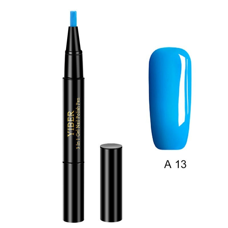 Multicolor Nail Art Pens - 5pc 3-in-1 Polish & Glue Set