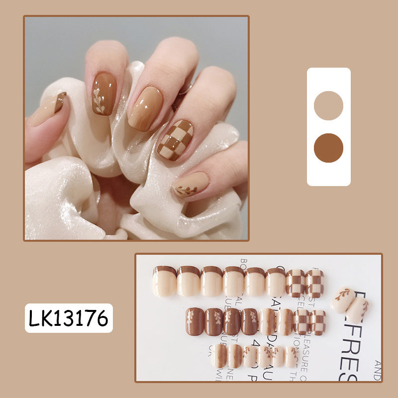 Latte-Inspired Nail Patches - Glue & Tools Included