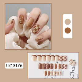 Latte-Inspired Nail Patches - Glue & Tools Included