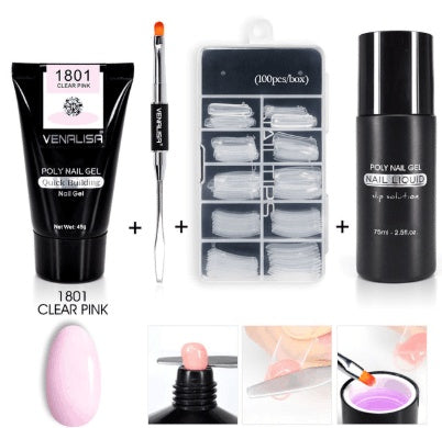 Professional Nail Gel Polish Kit - 100 Tips + Builder Gel Included
