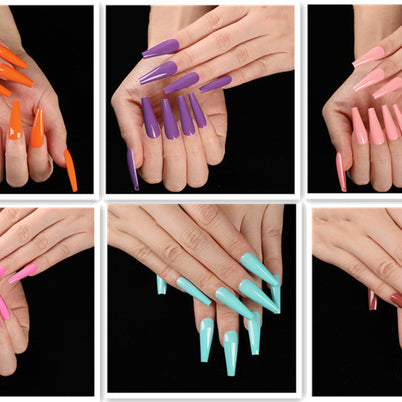 Multi-Color Long Coffin Press On Nails - Ballet False Nails