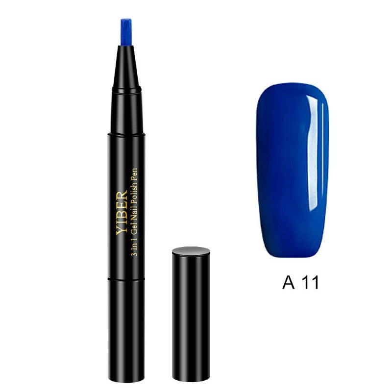 Multicolor Nail Art Pens - 5pc 3-in-1 Polish & Glue Set
