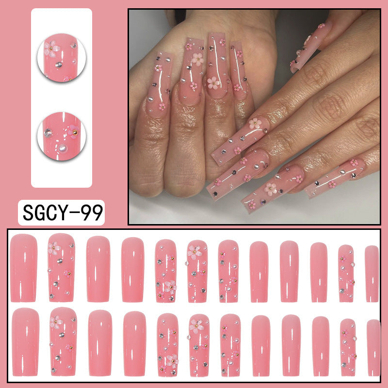 Long Pointed Gradient Nails - Blooming Electroplated Tips