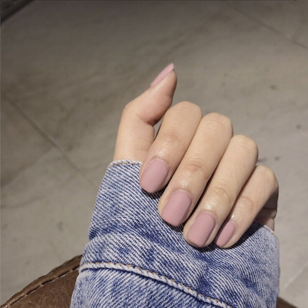 Frosted Grey Short Square False Nail