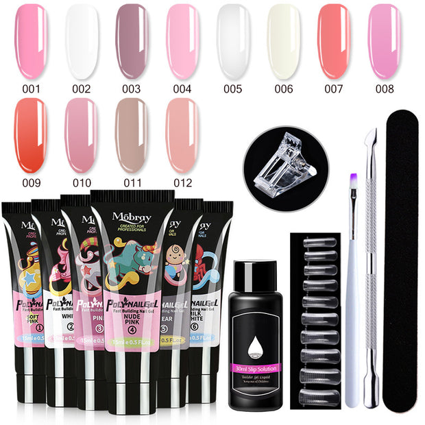 7-Piece Nail Extender Kit - UV/LED Crystal Resin Set
