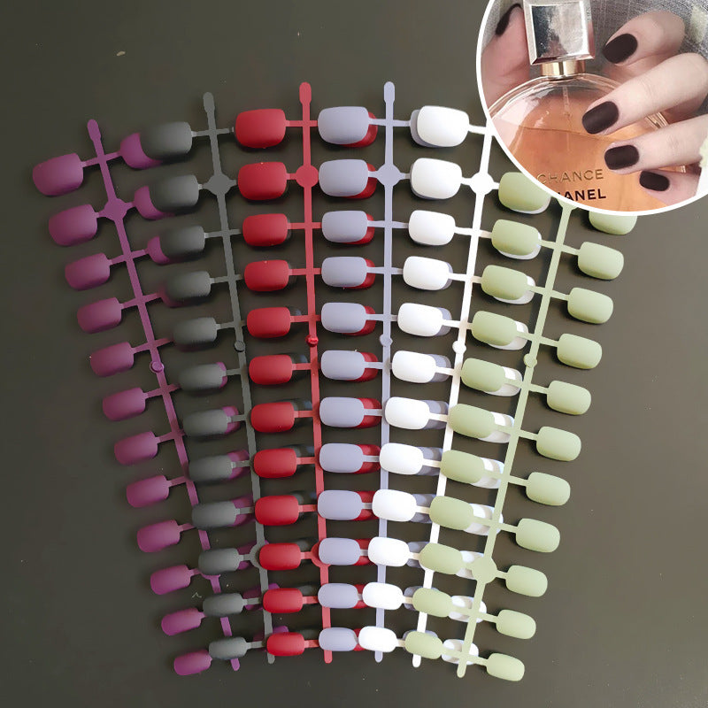 Starry Sky Matte Nails - Short Round Fake Nail Set