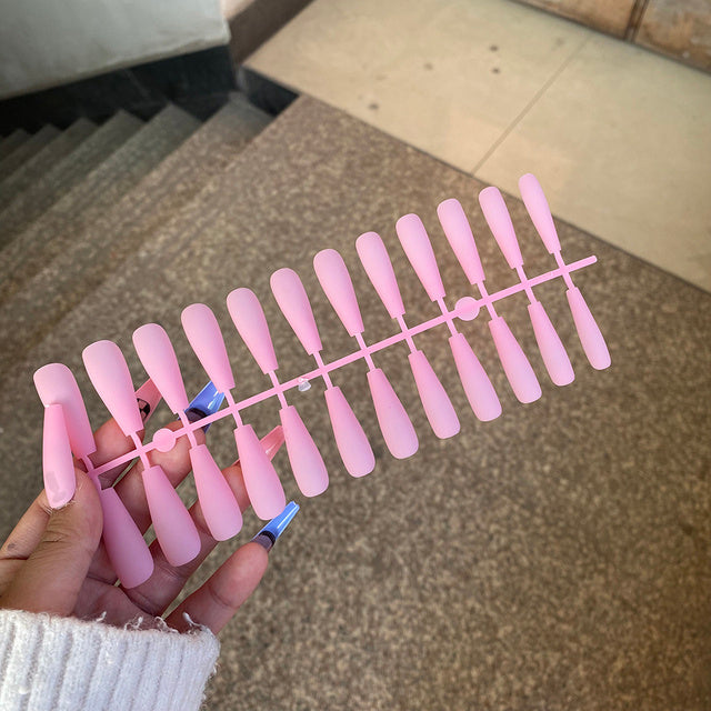 Matte Coffin False Nails - 24pcs Multi-Color Ballet Nail Set