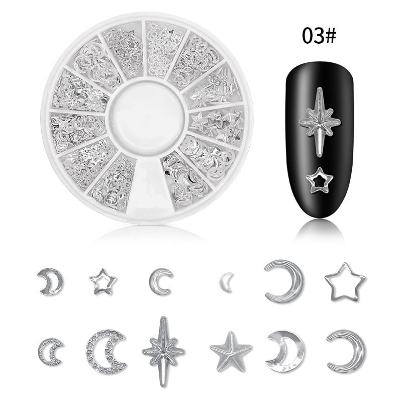 Professional Nail Art Sequins - Silver Rivet Xingyue 12 Grid Kit