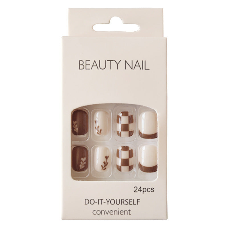 Latte-Inspired Nail Patches - Glue & Tools Included