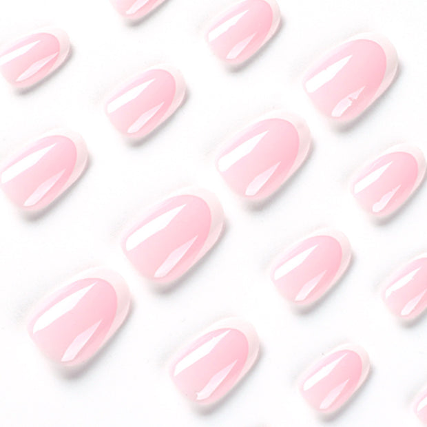 Classic French White Edge Nails - Pink ABS Press-On Set