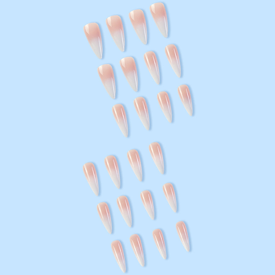 Milky White Gradient Nails - Long Drop Shape Press-On Set