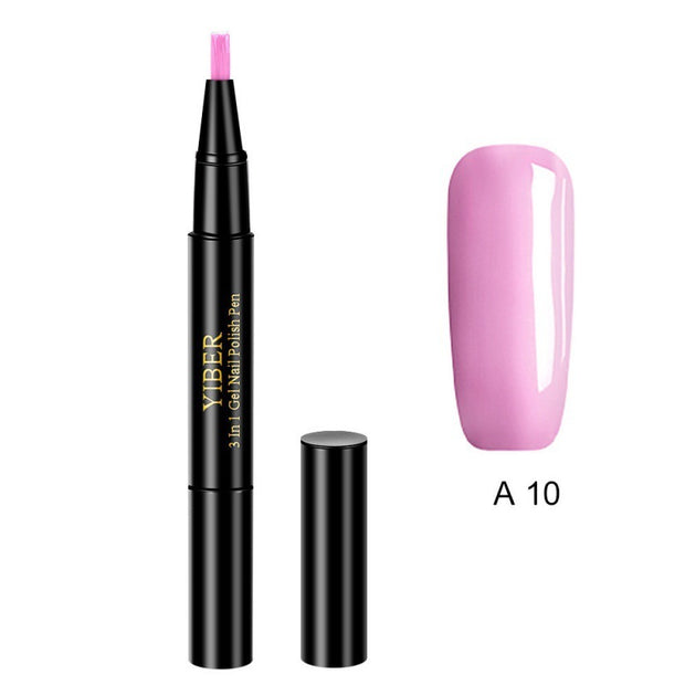 5pcs Nail Polish Pen 3 In 1 One Step Glue Pen Multicolor
