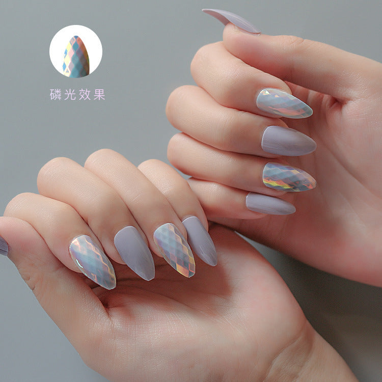 Oval False Nails - 24pcs Solid Color Wearable Nail Set