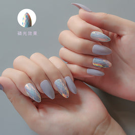 Oval False Nails - 24pcs Solid Color Wearable Nail Set