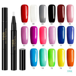 Multicolor Nail Art Pens - 5pc 3-in-1 Polish & Glue Set