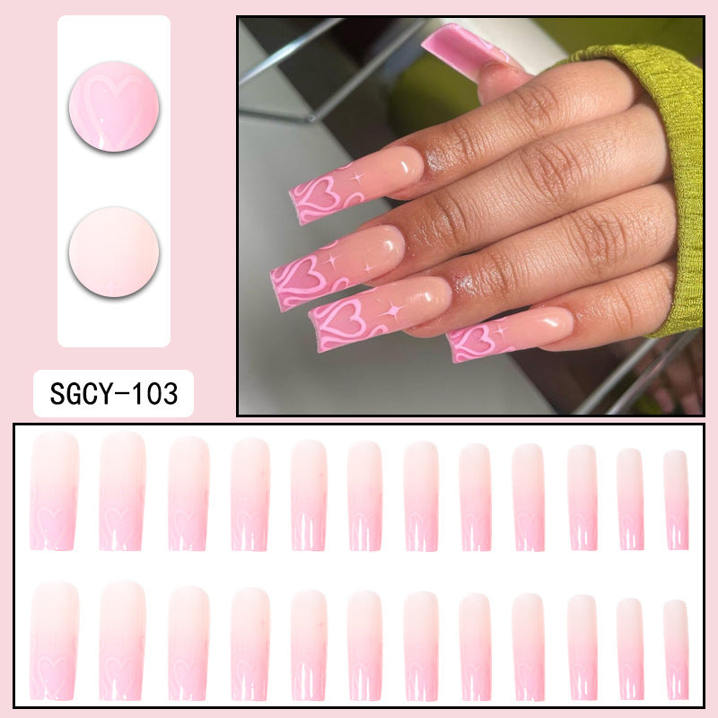 Long Pointed Gradient Nails - Blooming Electroplated Tips