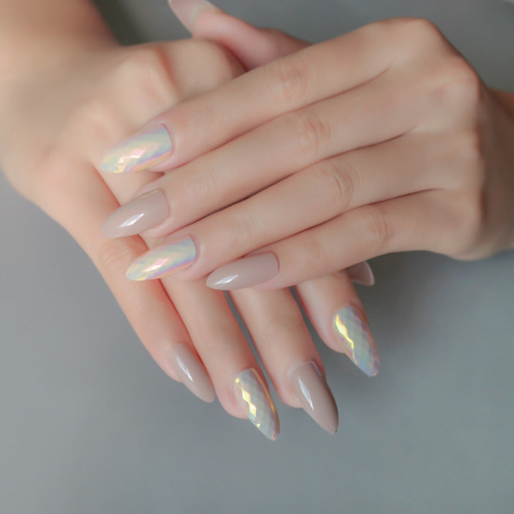 Oval False Nails - 24pcs Solid Color Wearable Nail Set