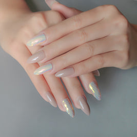 Oval False Nails - 24pcs Solid Color Wearable Nail Set